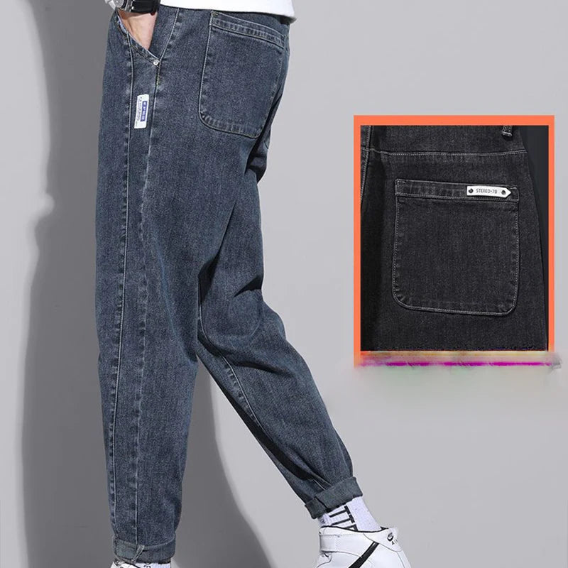 Spring Autumn Y2K Korean Vintage Harajuku Jeans Men Male Clothes Loose Casual Trousers Stretch Leggings Trend All Match Pants voguable