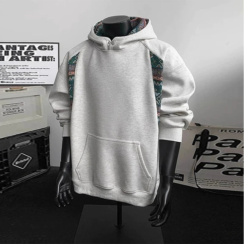 New American Retro Men's Hooded Sweatshirt Casual Harajuku Navy Patchwork Long Sleeve Pullover Autumn High Quality Hoodies M-3XL voguable