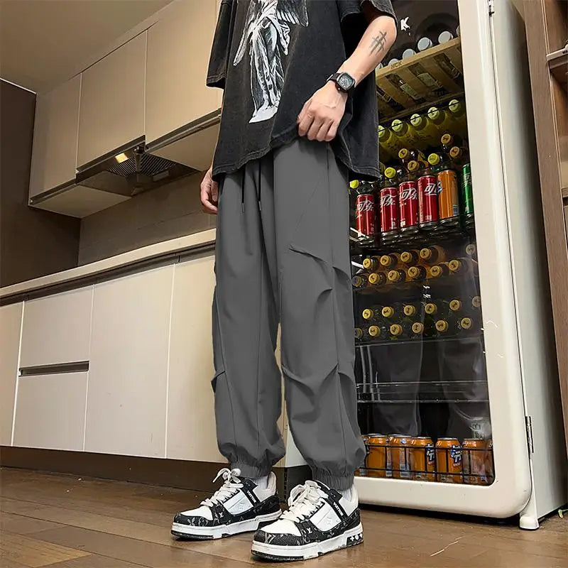 Voguable  S-XXXL Techwear Drawstring Elastic Waist Punk Jogger Harem Pants Streetwear Casual Stretwear Summer Trousers for Men Clothing voguable