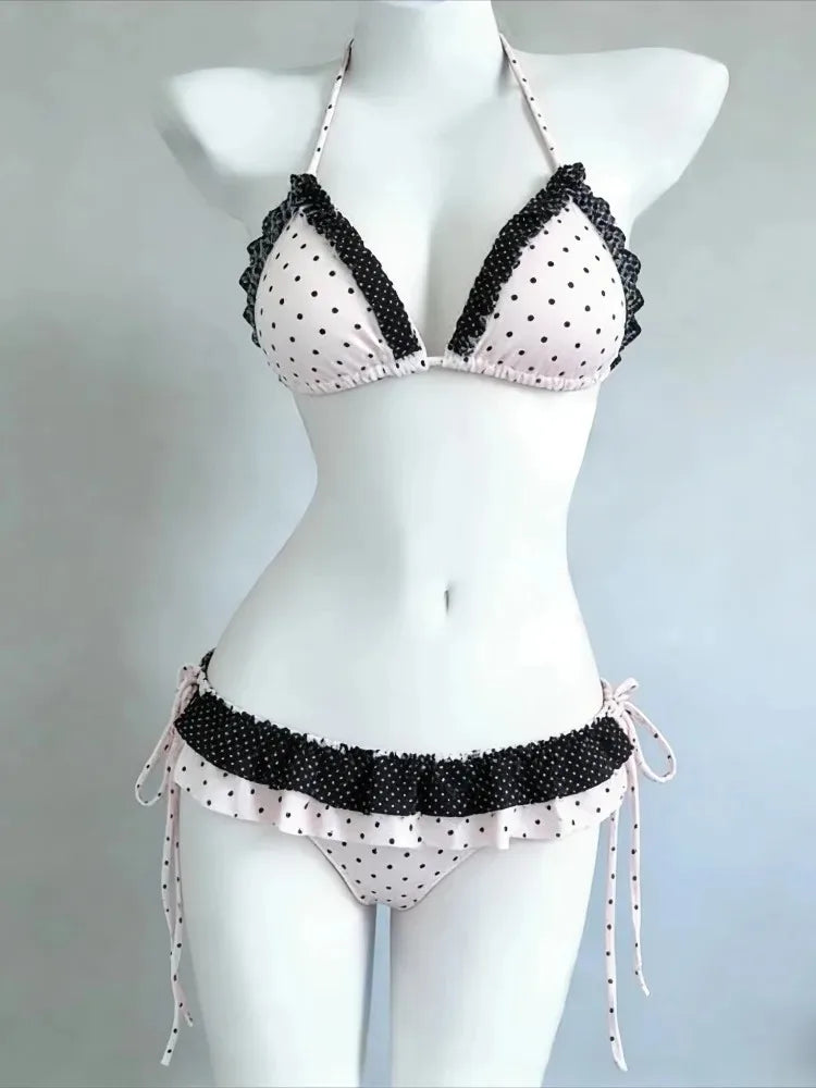 Voguable  Fairy Sweet High Waist 4-Piece Split Bikini Set For Women Print Trendy Swimwear Chic Beach Vacation Summer Party Fashion voguable
