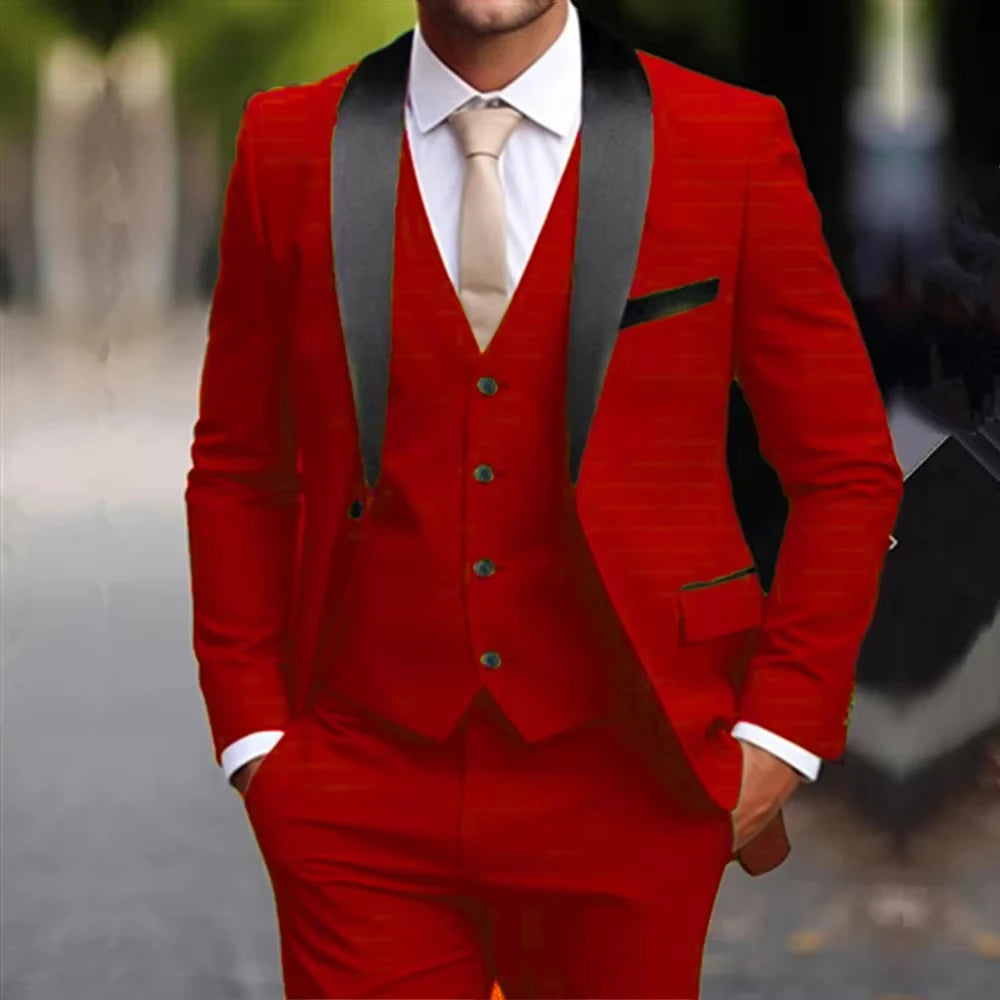 Voguable  New khaki Business Formal Men Suit Groomsman Wedding Party Prom Male Tuxedos 3 Piece Set voguable