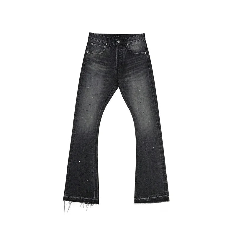 Voguable  Retro Washed American Style Graffiti Distressed Wide Leg Jeans Men Women Loose Fit Long Trousers Casual Straight Cut Pants voguable