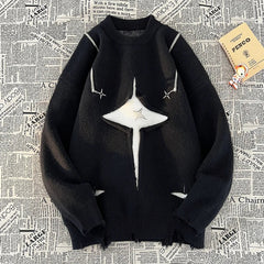 Men Sweater Streetwear New Retro Hole Fringed Loose Versatile Long Sleeve Pullover gotmes-shop