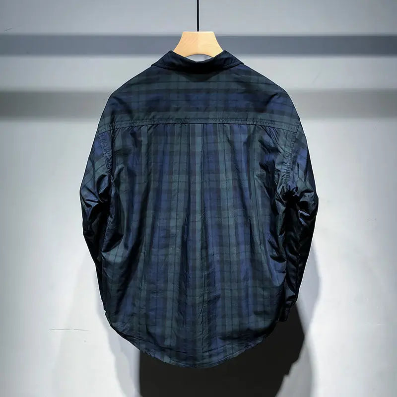 Voguable  New Men Clothing Spring Vintage Classic Plaid Print All Match Shirt Casual Lapel Long Sleeve Loose Pocket Tops Camisas De Hombre voguable
