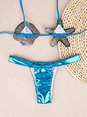 Voguable  Shiny Sequin Shell Starfish Bikini Set Women Sexy Push Up Pleate Thong Swimsuit Brazilian Beach Bathing Suit Micro Swimwear voguable