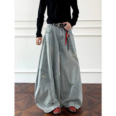 Loose Fit Jeans Men Baggy Wide Leg Denim Pants Patchwork Ripped Light Blue Wash Hip Hop Streetwear Fashion New 2025 autumn jeans voguable