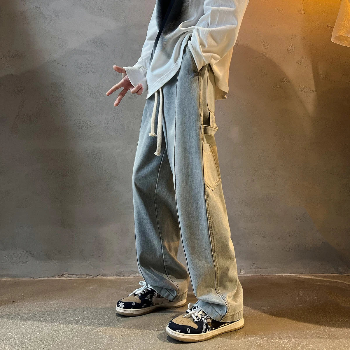 Loose Straight Men Jeans Fashion New Man Jeans Pants for boy Casual Baggy hip hop Men's Women's jeans Neutral Denim Trousers voguable