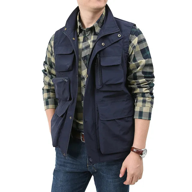Summer Outdoor Photographer Waistcoat Men's Unloading Vest Tactical Webbed Gear Coat Tool Many Pocket Work Sleeveless Jacket Man voguable