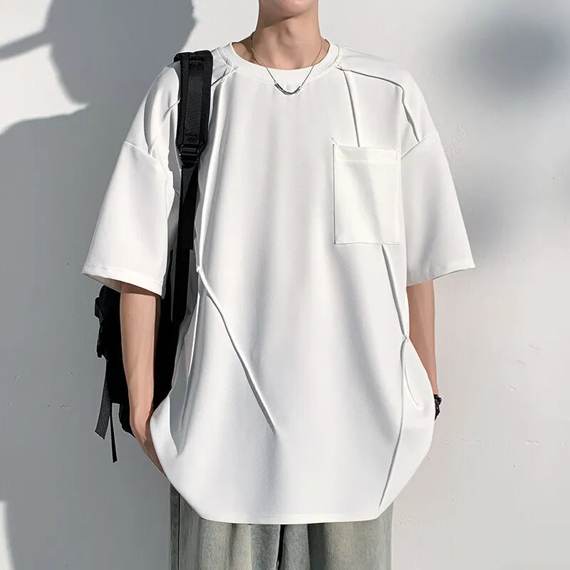 Summer Short Sleeved T-shirt Men Black White Casual T Shirt Streetwear Hip-hop Loose Round Neck Tshirt Mens Top Plus Size 4XL voguable