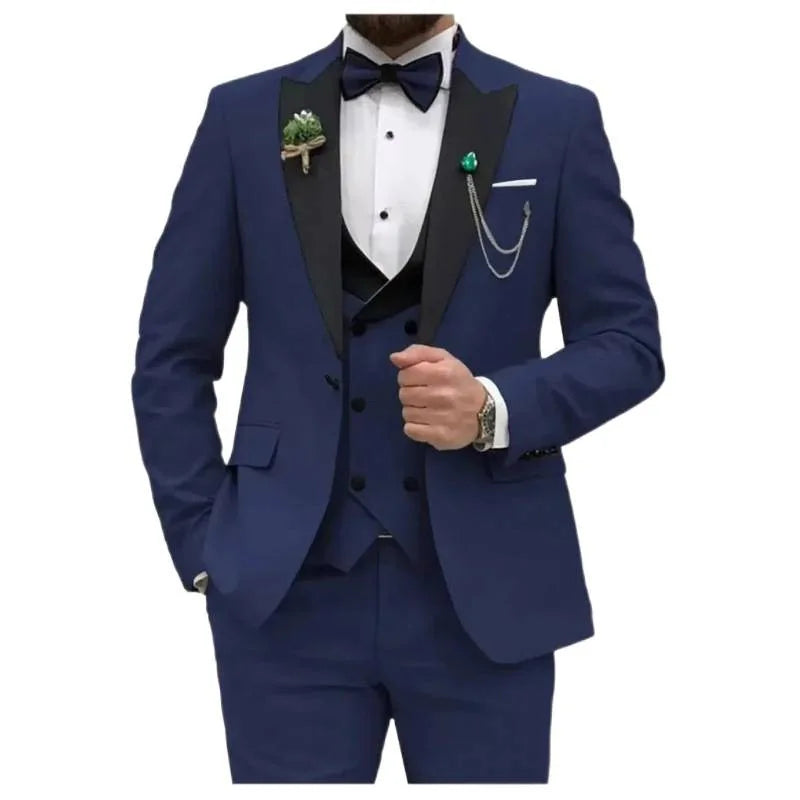 Voguable  New Slim Men's Suit 3-Piece Set Jacket +Vest+ Pant Wedding Party Men Blazer Coat Luxury voguable