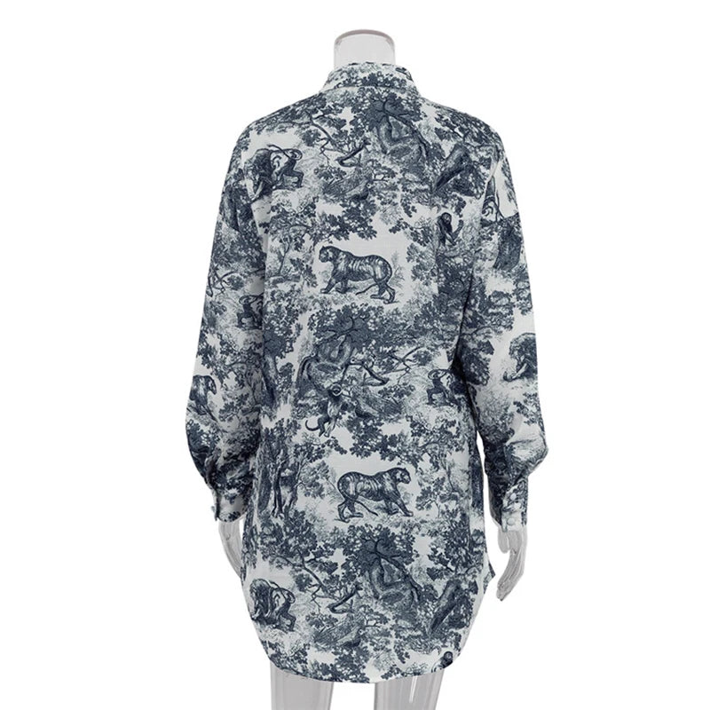 Voguable  Fashion Loose Print 3 Piece Shorts Sets Women Outfit 2024 Elegant Long Sleeve Shirt + Bra With High Waist Shorts Set Streetwear voguable