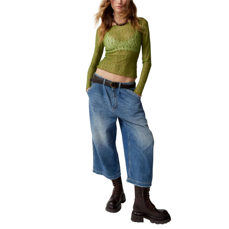 Lace Tops for Women y2k Clothes Sheer See Through Round Neck Long Sleeve Ruched T Shirt 2000s Clothing Party Clubwear voguable