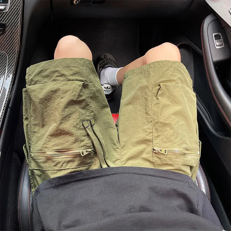 Summer Thin Shorts Men Fashion Retro Pocket Shorts Men Japanese Streetwear Hip-hop Loose Cargo Shorts Mens Beach Shorts M-4XL voguable