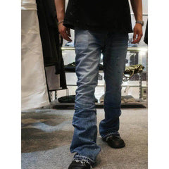 Voguable  Retro Washed American Style Graffiti Distressed Wide Leg Jeans Men Women Loose Fit Long Trousers Casual Straight Cut Pants voguable