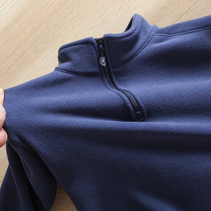 Heat Storage Double-sided Fleece Pullover Autumn Winter Outdoor Windproof Warm Semi-zipper Stand Collar Casual Sweatshirt Jacket voguable