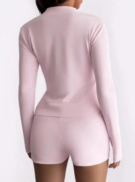 Voguable  Autumn/Winter New Women's Fashion Casual Yoga Sports Style Zipper Jacket Shorts Set Women's Clothing voguable