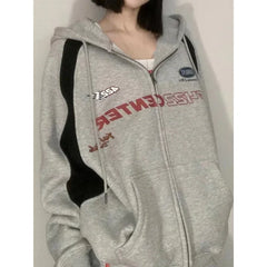 Vintage Oversize Zip Up Hoodies Women Streetwear Korean Fashion Harajuku Sweatshirt Hooded Baddie Clothes Graphic Hoodie voguable