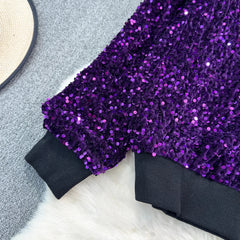 Voguable  Spring Autumn Loose Jacket Long Sleeved Casual Fashion Baseball Sequin Women Coats voguable
