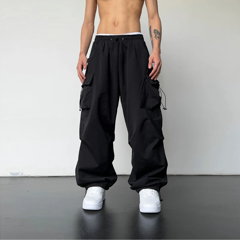 Streetwear Spring Summer Cargo Pants Men Multi-pocket Harajuku Casual Men's Jogger Pants Wide Leg Loose Women's Pants voguable
