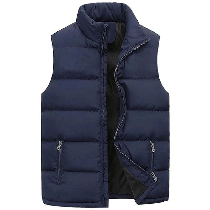 Mens Vest Jacket Warm Sleeveless Jackets Winter Waterproof Zipper Coat Autumn Stand-up Collar Casual Waistcoat Brand Clothing voguable