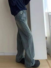 Women Streetwear Striped Jeans Vintage High Waist Design Y2K Denim Pant Casual American Hip Hop Harajuku Wide Leg Trousers Fall voguable