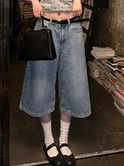 Voguable 2024 Couple Streetwear Vintage Wide Leg Shorts Women Retro Oversize Denim Shorts Summer Man High Waist Loose Casual Short Jeans voguable