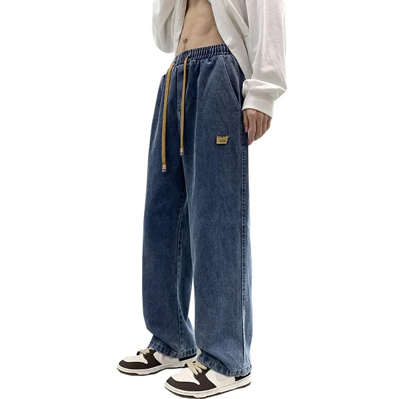 Retro Hip Hop Harajuku Oversized Mens Jeans Pants Loose Straight Wide Leg Denim Trousers gotmes-shop