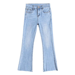 Flare Jeans Women Spring Autumn High Waist Comfortable All-match High Street Young Style Tassel Slim Elastic Trousers  New voguable