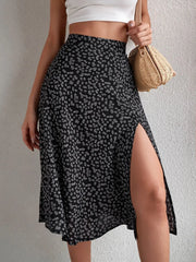 New Women Summer Wrapped Skirts Beach Holiday Clothes High Waist Floral Print Split Casual Summer Midi Skirt Female Sexy voguable