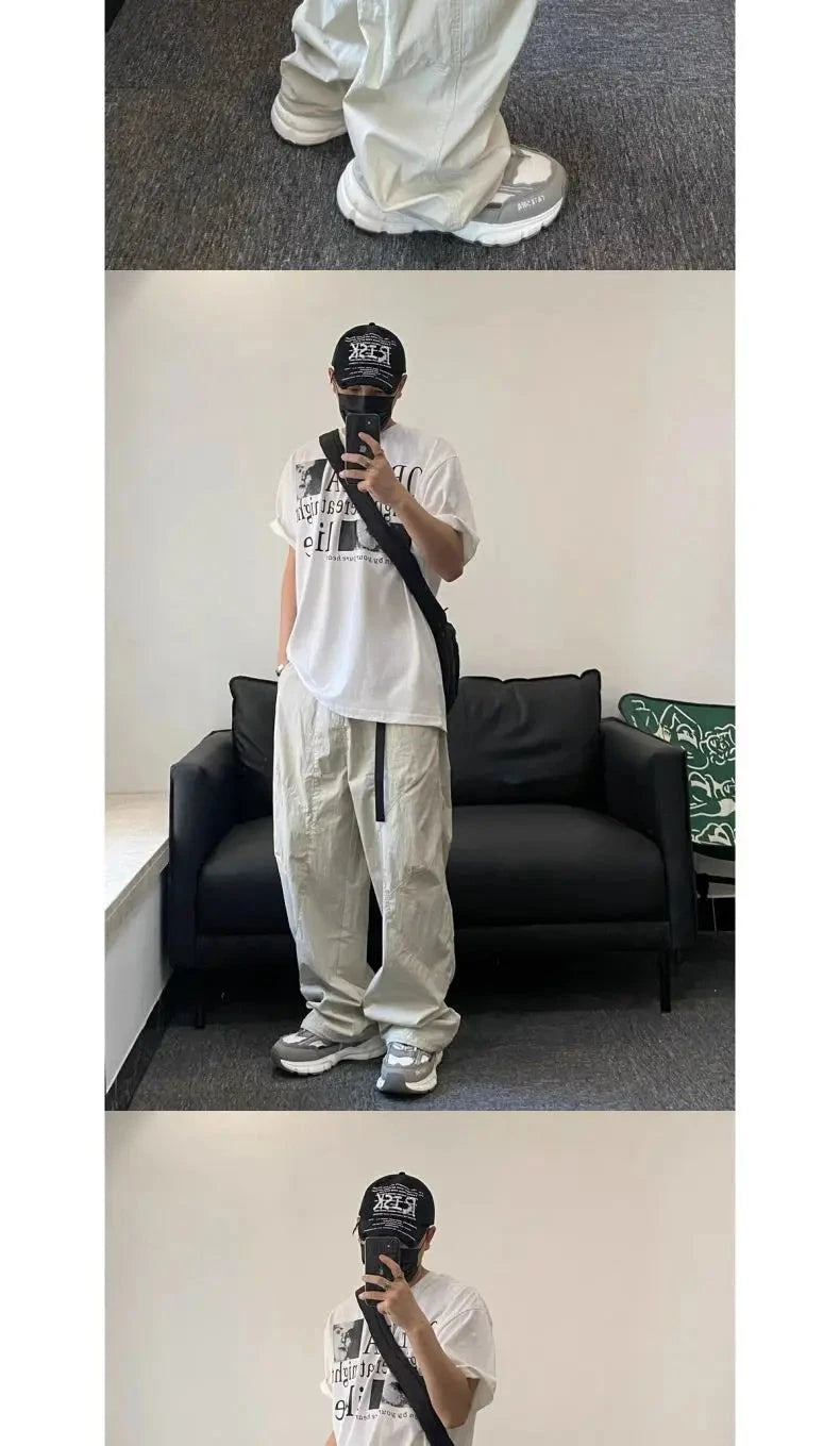 American Retro Mountain Outdoor Quick-drying Pants Men's Function Thin Cool Solid Color Cityboy Loose Casual Trousers Aesthetic voguable