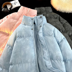 Hip Hop Winter Fleece Fluffy Jacket Streetwear Harajuku Fuzzy Zipper Coat Men Autumn Solid Color Lightweight Jackets Black gotmes-shop
