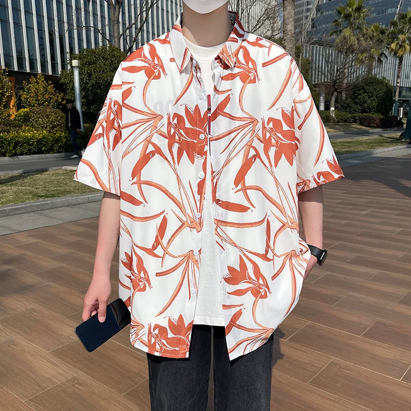 Voguable  Men's Stylish Summer Short Sleeve Hawaiian Shirt Tropical Floral Print Breezy Lightweight Casual Beachwear Fashion voguable