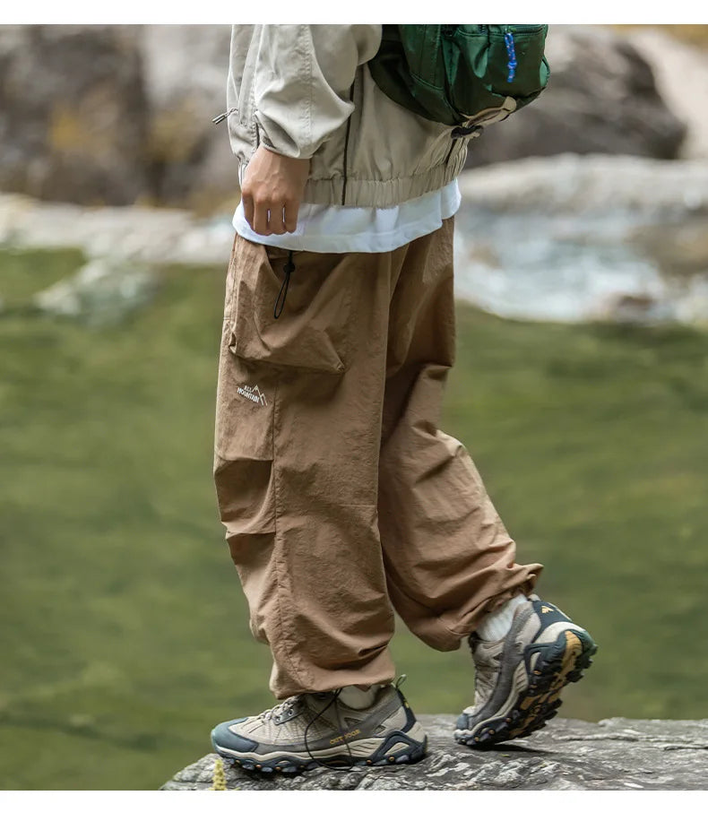 Voguable Parachute Cargo Pants Men Oversize Outdoor Casual Trousers Male Waterproof Pants Man Japanese Streetwear Hip Hop voguable