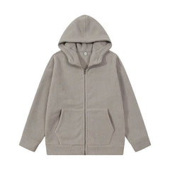 Autumn Winter KPOP Fashion Solid Sweatshirt Harajuku All Match Tops Loose Casual Outerwear Ropa Hombre Cardigan Zipper Hooded voguable