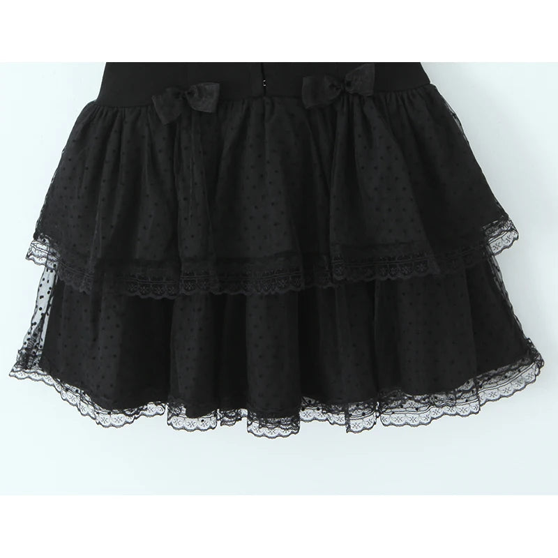 French Style Retro Spicy Girl Halter Mini Black Dress Women Fashion Backless Lace Spliced Bow Sexy Dresses Summer Robe voguable