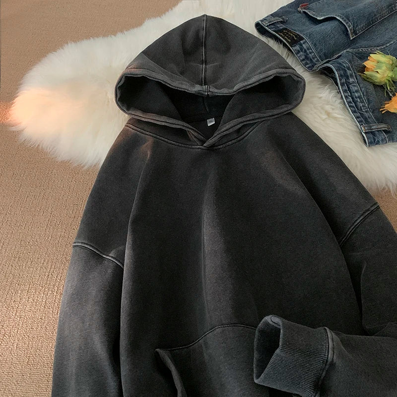 Men Sweatshirts Washed Hoody Vintage Streetwear Baggy Fashion Harajuku Female Casual Hoodies gotmes-shop