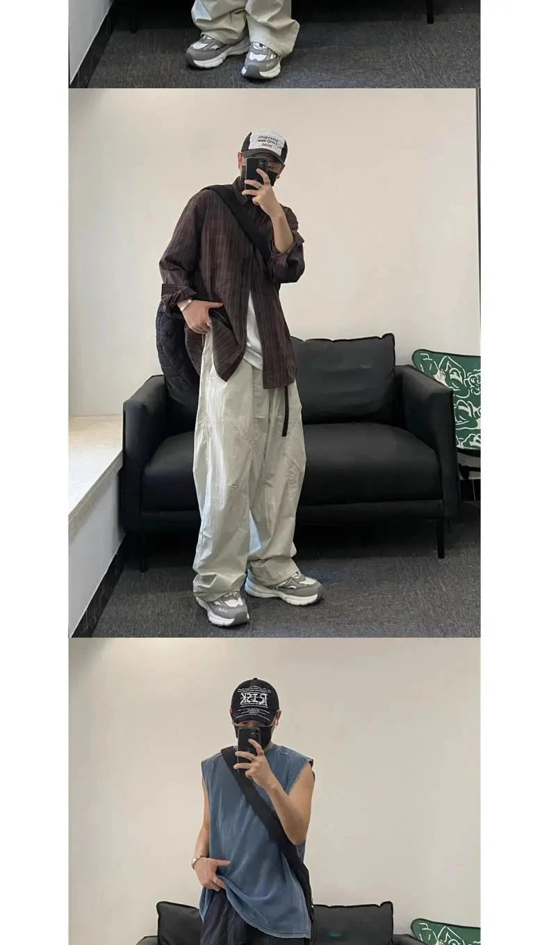 American Retro Mountain Outdoor Quick-drying Pants Men's Function Thin Cool Solid Color Cityboy Loose Casual Trousers Aesthetic voguable