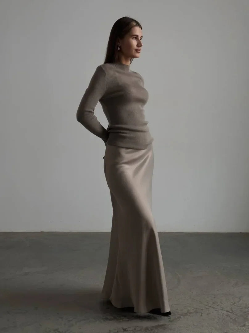 Casual Satin Women'S Skirt Spring Summer Fashion Loose High Waist Maxi Skirts Elegant Simple Slik Fishtail Skirt voguable