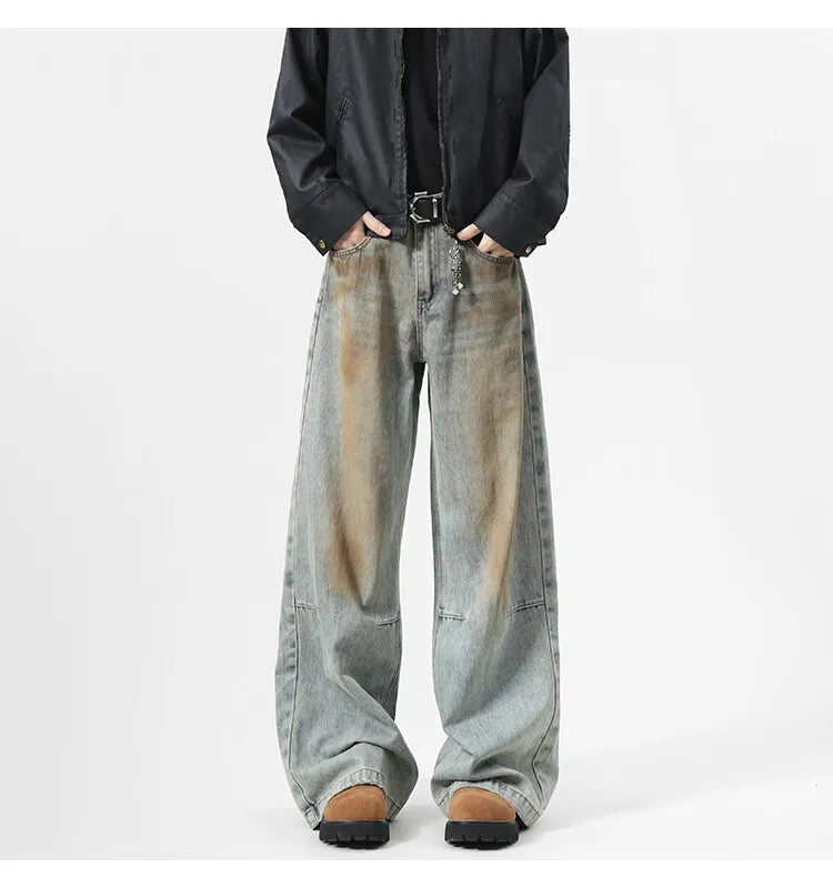 2025 Men's Jeans baggy Denim pants Loose Fit Casual Style American Streetwear Straight Novel design Leg Pants Trendy Brand voguable