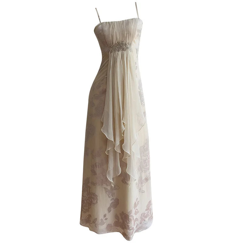 Fashion Women Dress Sleeveless Suspenders Lace Patchwork Brooch Female Summer Party Dresses New Tide 3QW1323 voguable