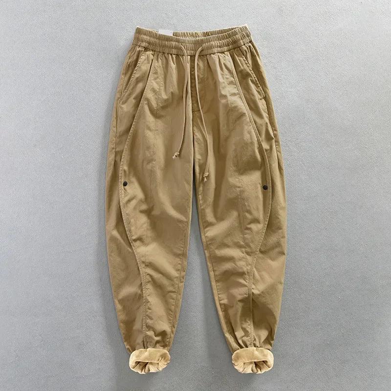 Voguable Winter New 100% Cotton Cargo Velvet Men's Winter Pants Comfortable Thickened Soft Keep Warm Retro Street Trousers voguable