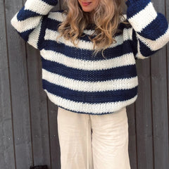 Striped Loose Fit Knitted Pullovers Women Autumn Spring Fashion Long Sleeve Knitwear Vintage Grunge Y2K Sweater Preppy Clothes voguable
