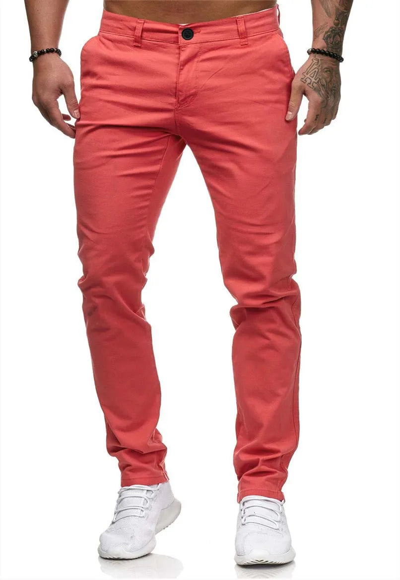 Voguable  Men the Four Seasons New Trendy Vintage High Waist Casual Pants Button Zipper Pockets Spliced Straight Pants Versatile Trousers voguable