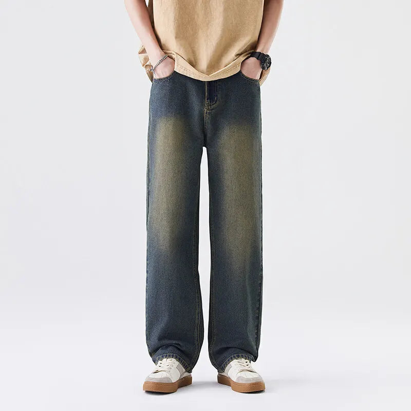 Blue Baggy Jeans Men Fashion Casual Retro Straight Jeans Men Streetwear Hip-hop Loose Vintage Jeans Mens Denim Trousers M-3XL voguable