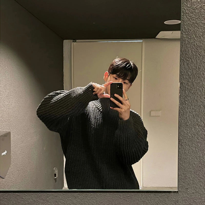 Autumn Men's Luxury Knitted Zipper Cardigan Sweater Stand Collar Solid Color Long Sleeve Casual Streetwear Coat Fashion Knitwear voguable