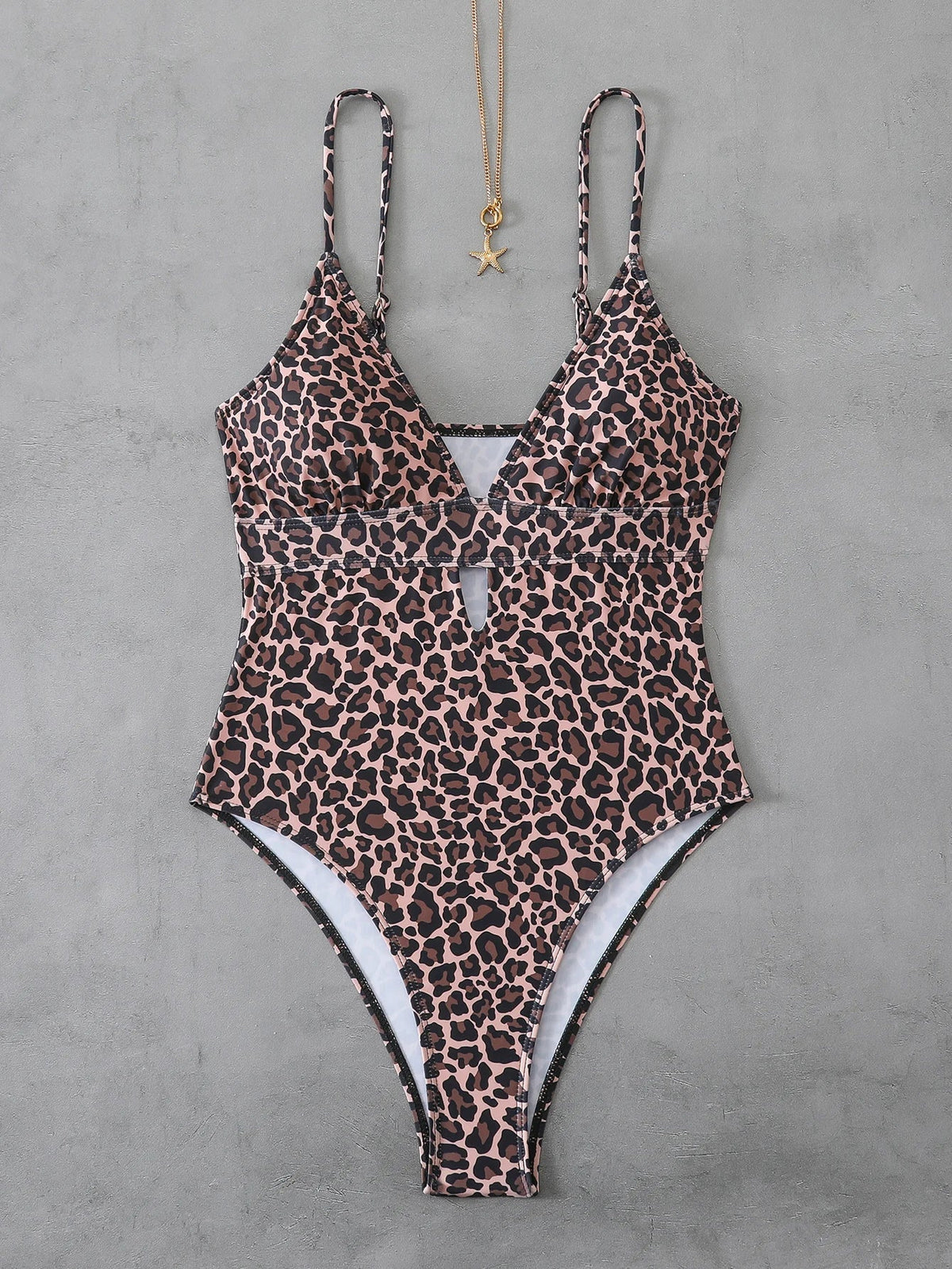 Voguable  Strappy Swimsuit One Piece Leopard Printed Swimwear Women Sexy Hollow Bathers Bathing Swimming Swim Suit Female Beachwear voguable