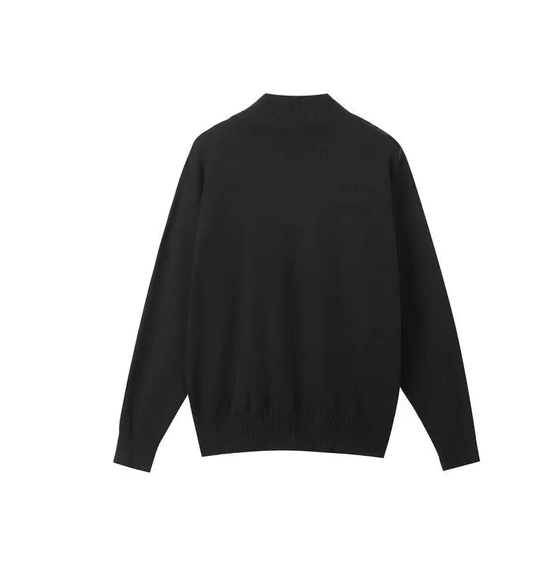 Men's Light Luxury Knit Mock Neck Sweater Autumn Winter Fashion Korean Long Sleeve Streetwear Leisure All-match Knitwear voguable