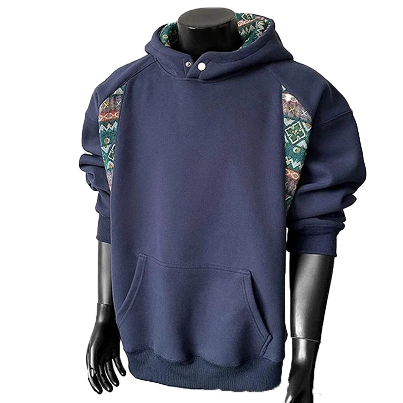 New American Retro Men's Hooded Sweatshirt Casual Harajuku Navy Patchwork Long Sleeve Pullover Autumn High Quality Hoodies M-3XL voguable
