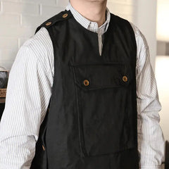 Voguable  Summer New Style Japanese Vest Retro Personality Black American Vest Men's Waistcoat Versatile Fashionable Solid Color Top Chic voguable