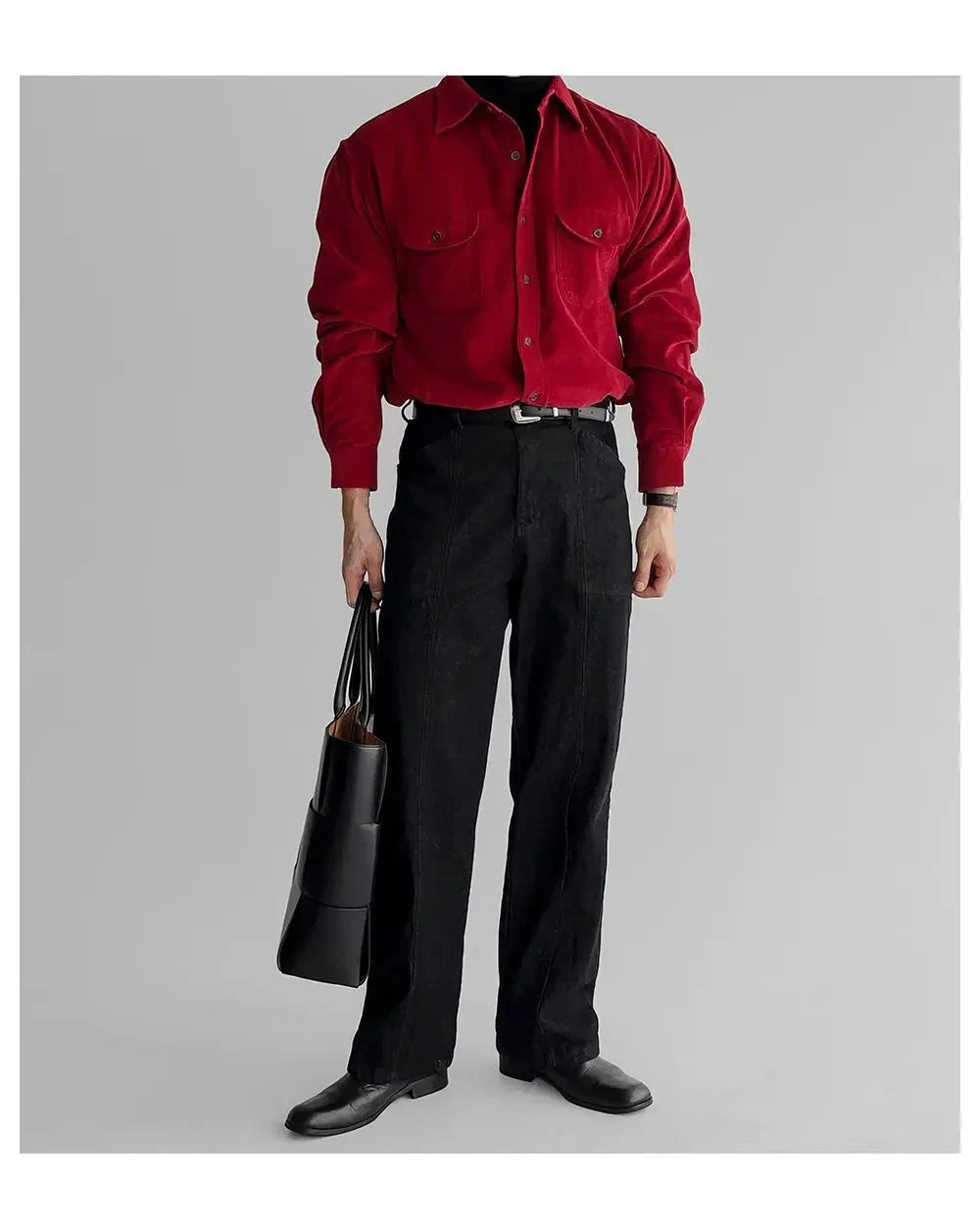 Korean High-end Shirt Temperament Red Corduroy Long-sleeved Shirts Men Women Spring Loose Lazy Trendy Tops Aesthetic Chic Blouse voguable